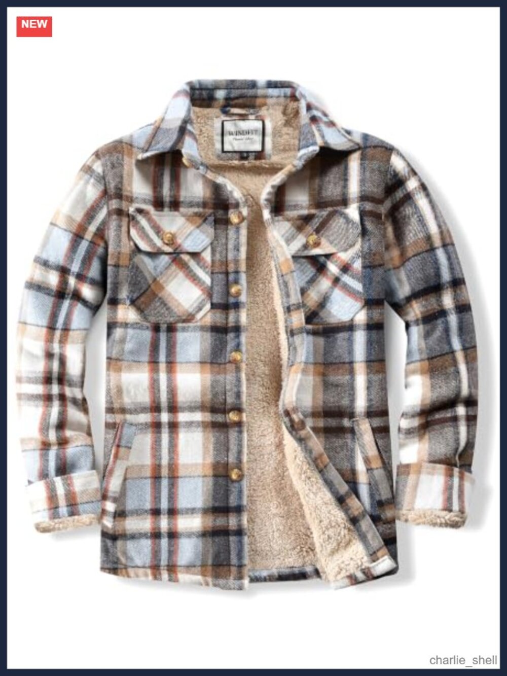 Men's Cotton Sherpa Button Down Flannel Shirt Jacket Plaid Shirt